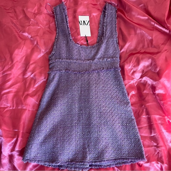 Zara purple tweed mini dress with crystal buttons 💜 - Picture 2 of 3